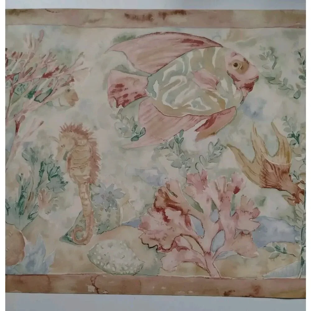 Wallquest Pre-pasted Wall Border - Fish Seahorse Ocean Nautical - 5 yds